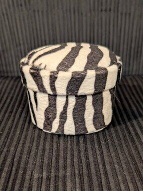 Zebra Jewelry/Trinket Box - Fabric box w/ Lid